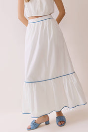 White & Blue Tiered Skirt