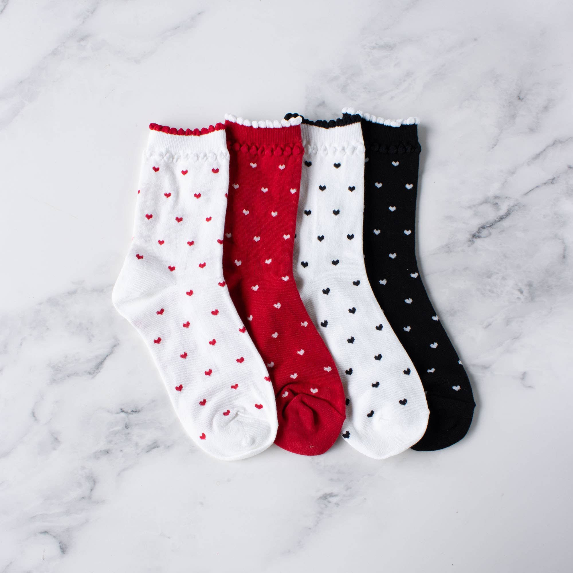 Red & White Heart Casual Socks
