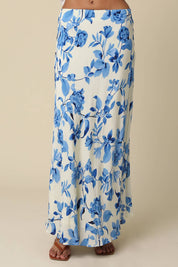 Blue Floral Flow Maxi Skirt