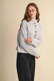 Light Blue Striped Cardigan With Buttons at Ninety Nine Boutique, view 3