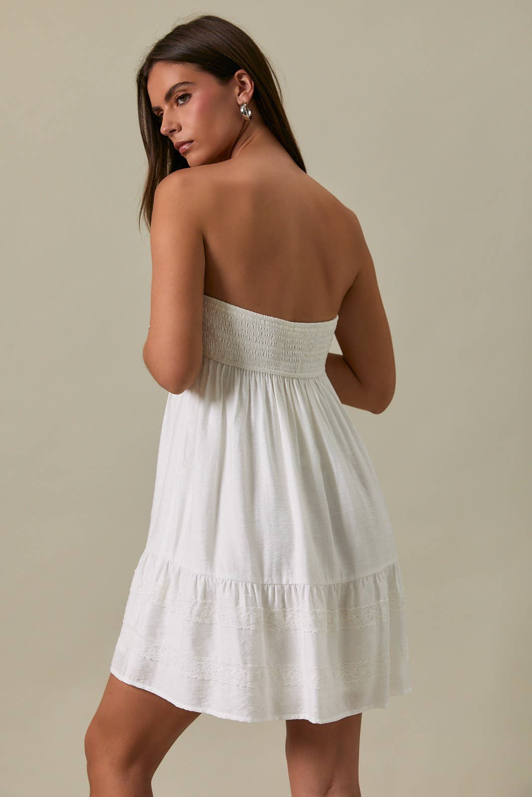 White Lace Babydoll Mini Dress