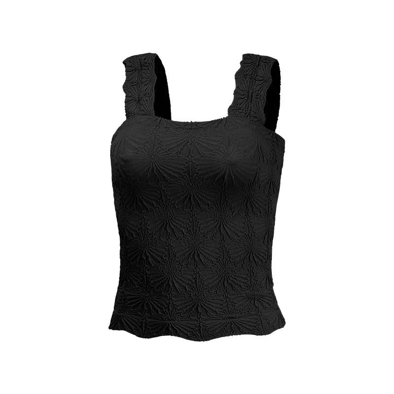 Black Flower Jacquard Tank