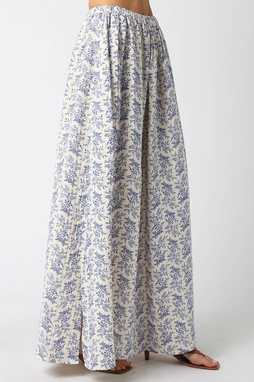 Blue Floral Maxi Skirt