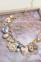 CHARM NECKLACE-PORCELAIN HEARTS CROSS NECKLACE | 80N91593