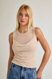 Cream Mesh Top
