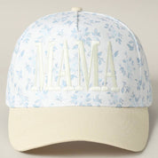 Mama Blue & White Embroidered Flower Hat