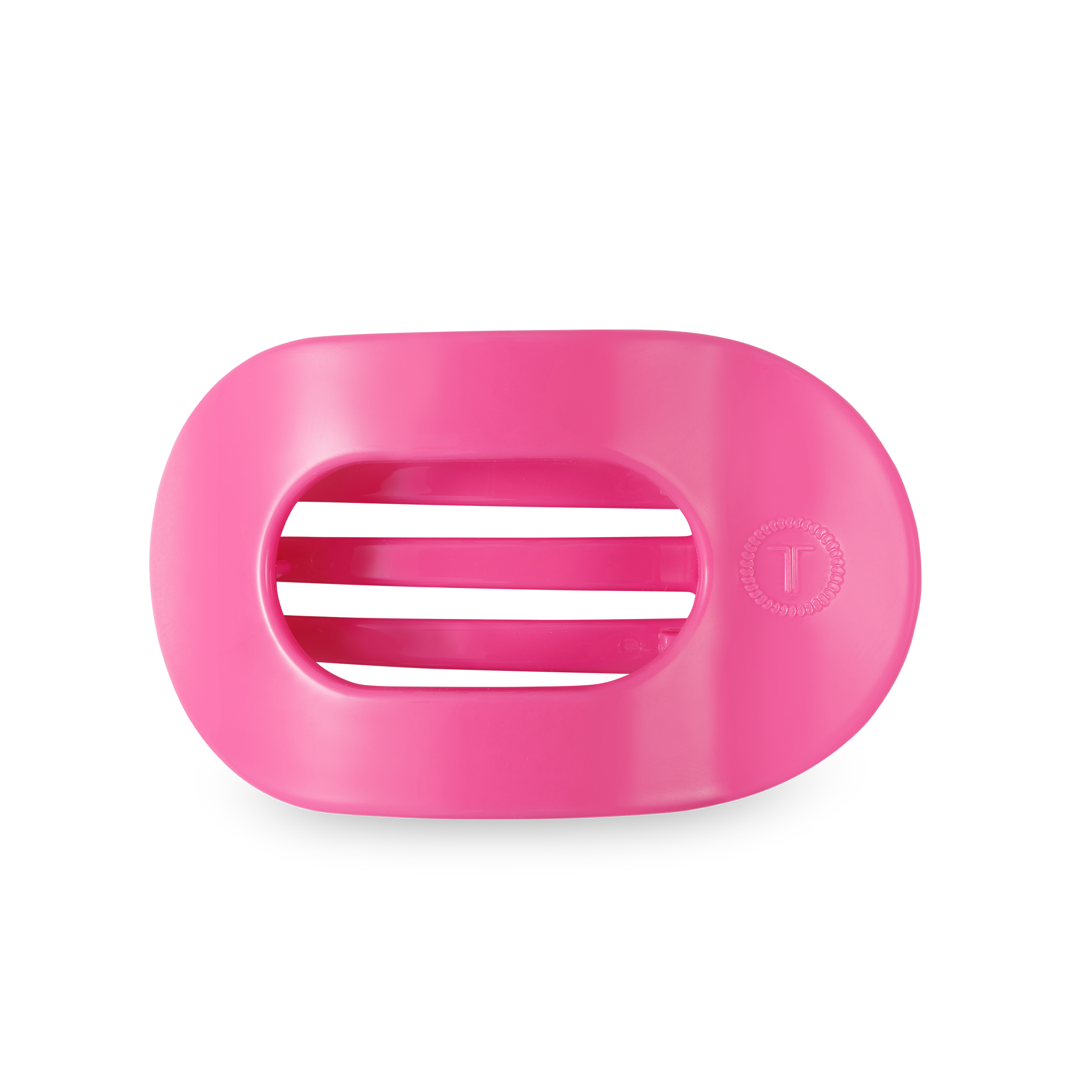 Flat Round Hair Clip | Medium | Paradise Pink — rounded oval shape and bendable teeth for a secure yet gentle hold