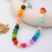 Multicolor Rainbow Marbled Bead Necklace