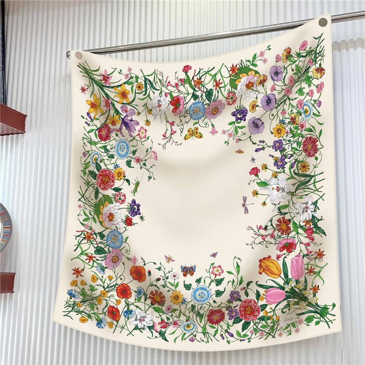 Beige Tulip Twill Silk Sun Scarf showing color: beige