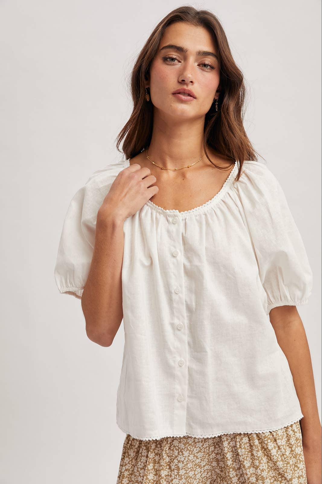 White Puff Sleeve Blouse