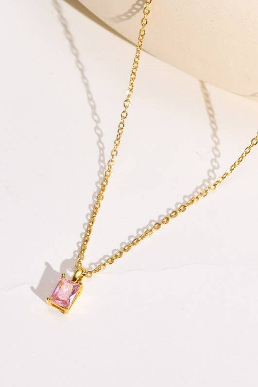 Rose Glass 18K Stainless Steel Necklace
