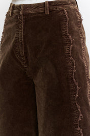 Dark Brown High Rise Scalloped Trousers