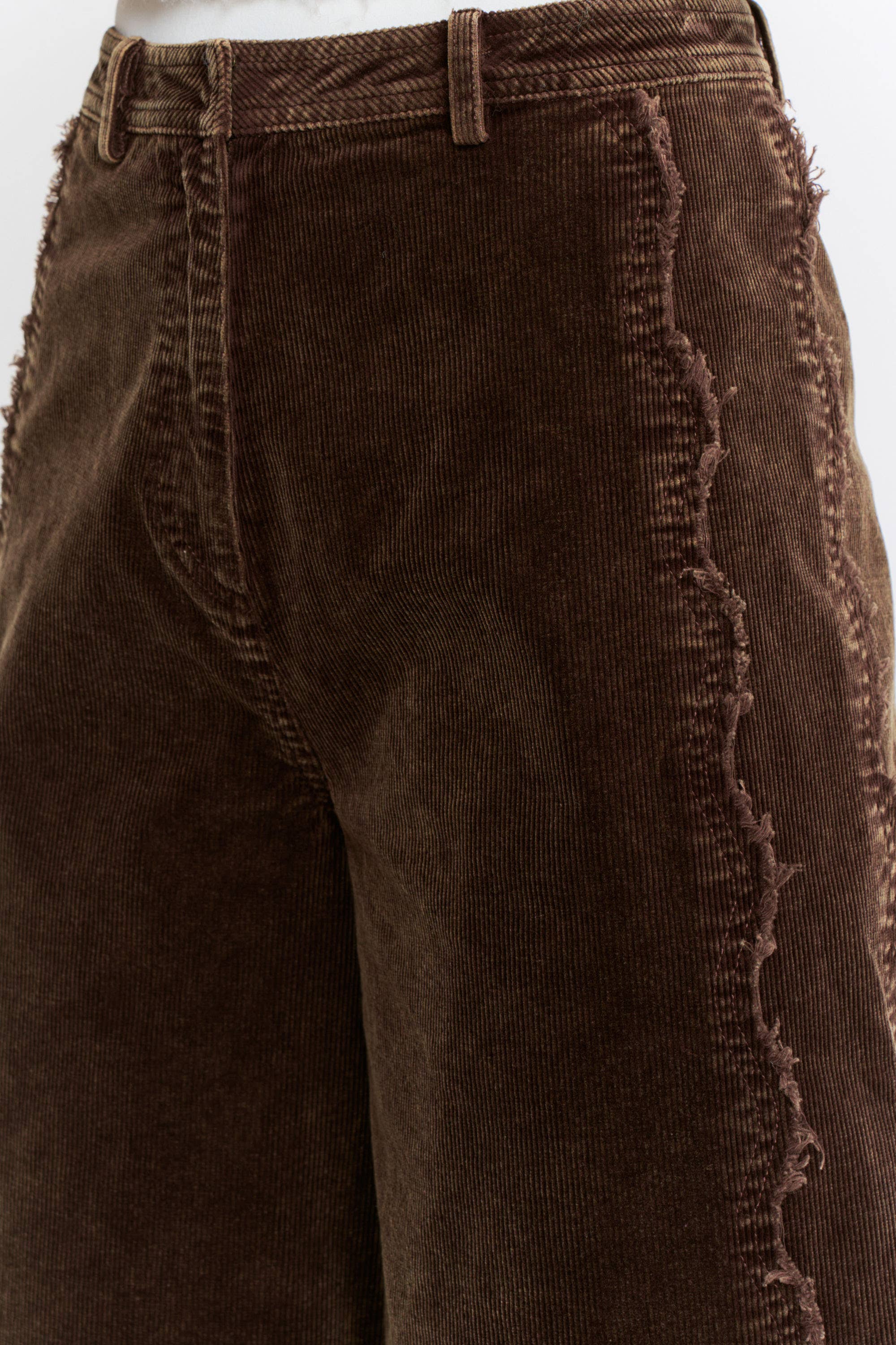 Dark Brown High Rise Scalloped Trousers