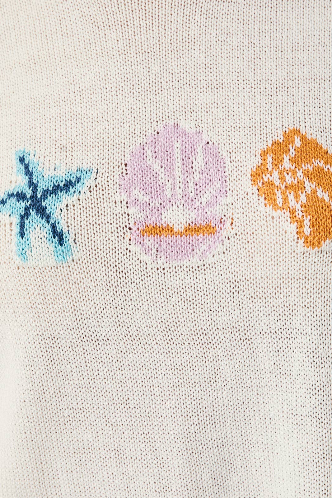 Cream Round Neck Sea Graphic Sweater