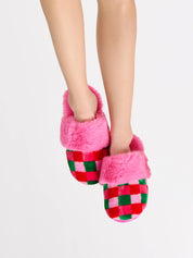 Pink Checkered Slippers