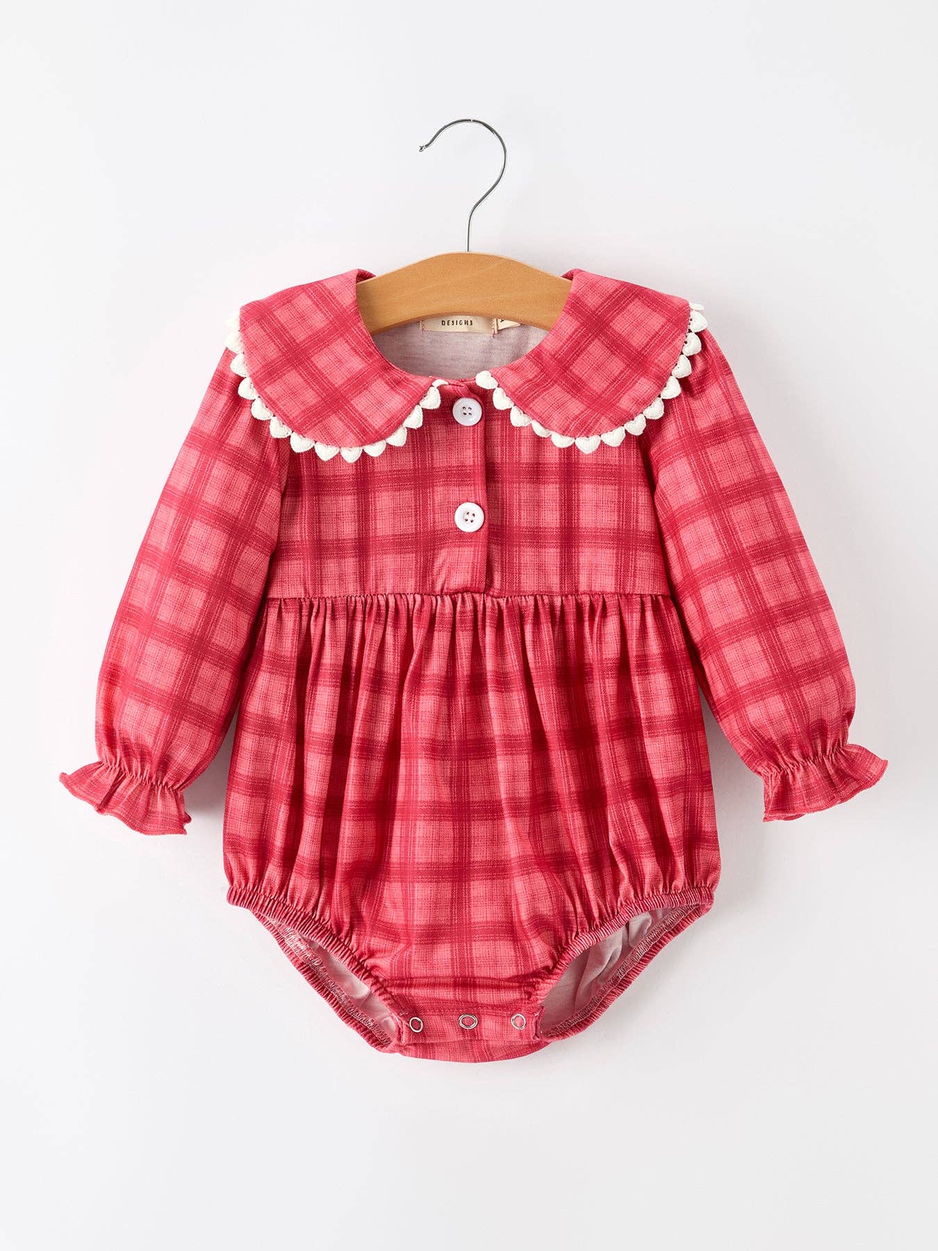 Red Plaid Peter Pan Collar Romper