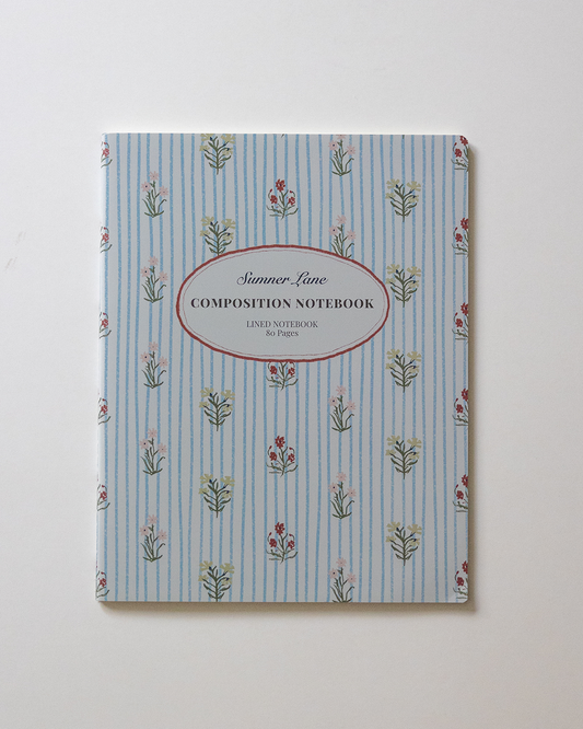 Floral Stripes Composition Notebook