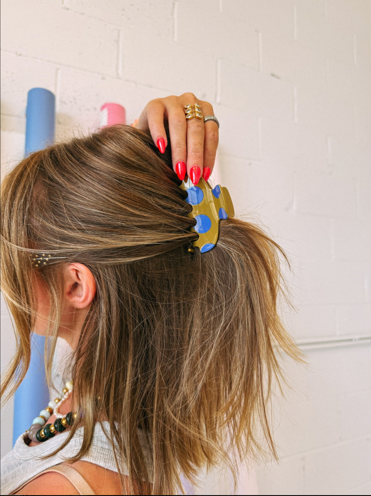 Green Polka Dot Hair Clip