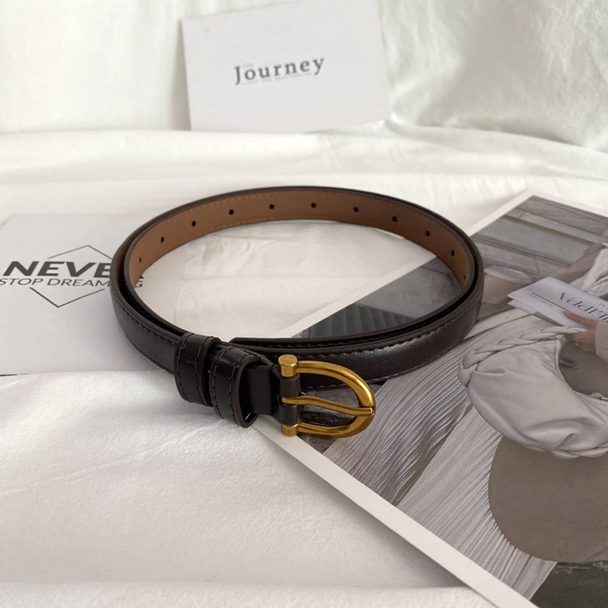 Dark Brown Simple Thin Belt