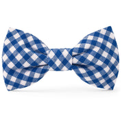 Lake Blue Gingham Dog Bow Tie