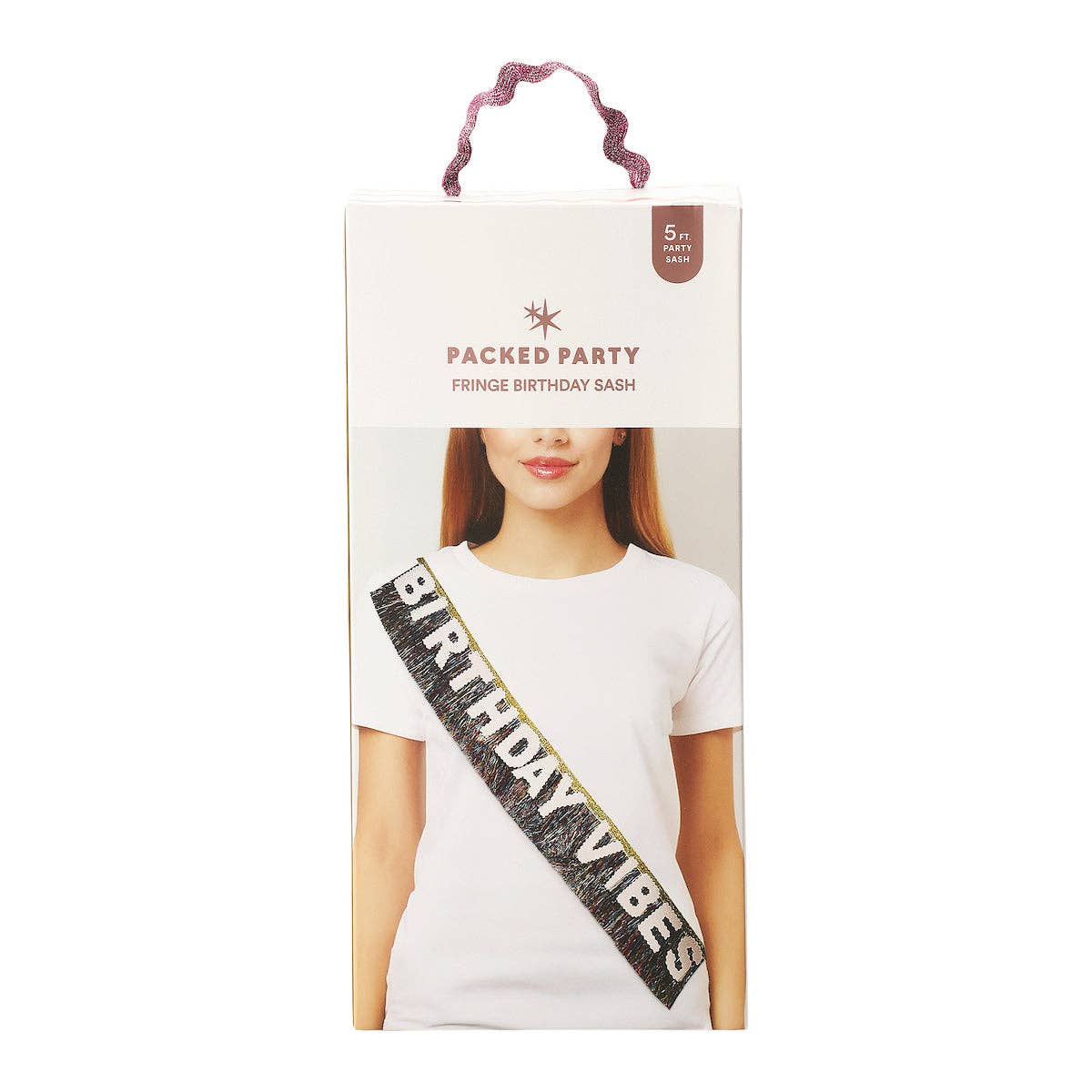 Birthday Vibes Tinsel & Glitter Sash showing one size fits all