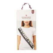 Birthday Vibes Tinsel & Glitter Sash showing one size fits all
