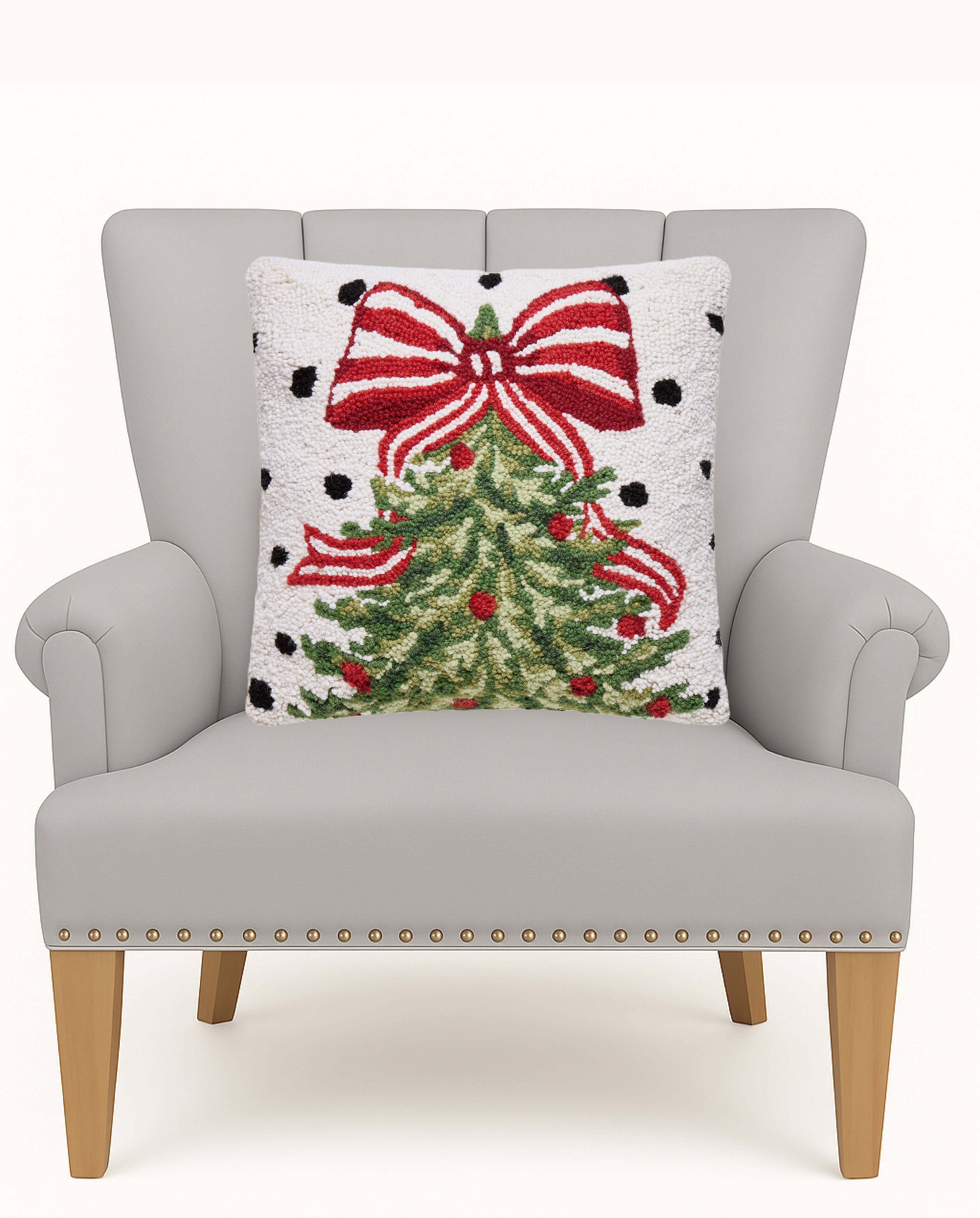 White Polka Tree Hook Pillow