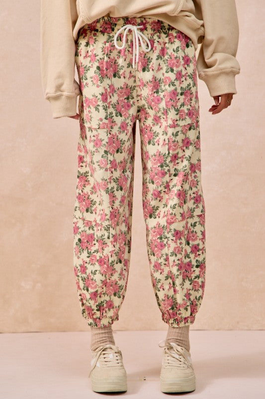 Floral Printed Twill Pants