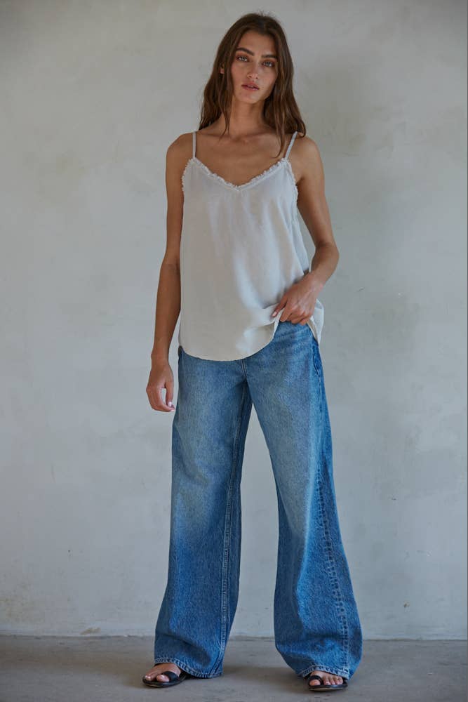 Gray V-Neck Spaghetti Strap Top