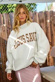 Gray Cross & Jesus Saves Mockneck