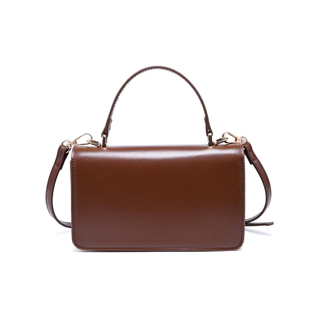 Brown Belted Top Handle Crossbody