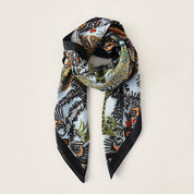 Black Vintage French Print Scarf — color: black