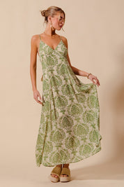 Sage Green Floral Maxi Dress