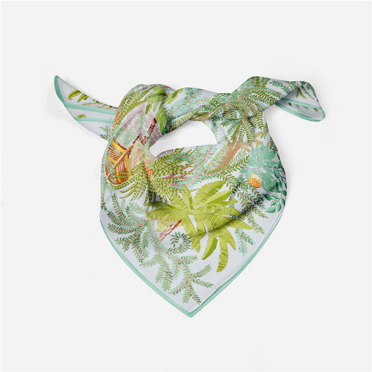 Green Satin Square Scarf