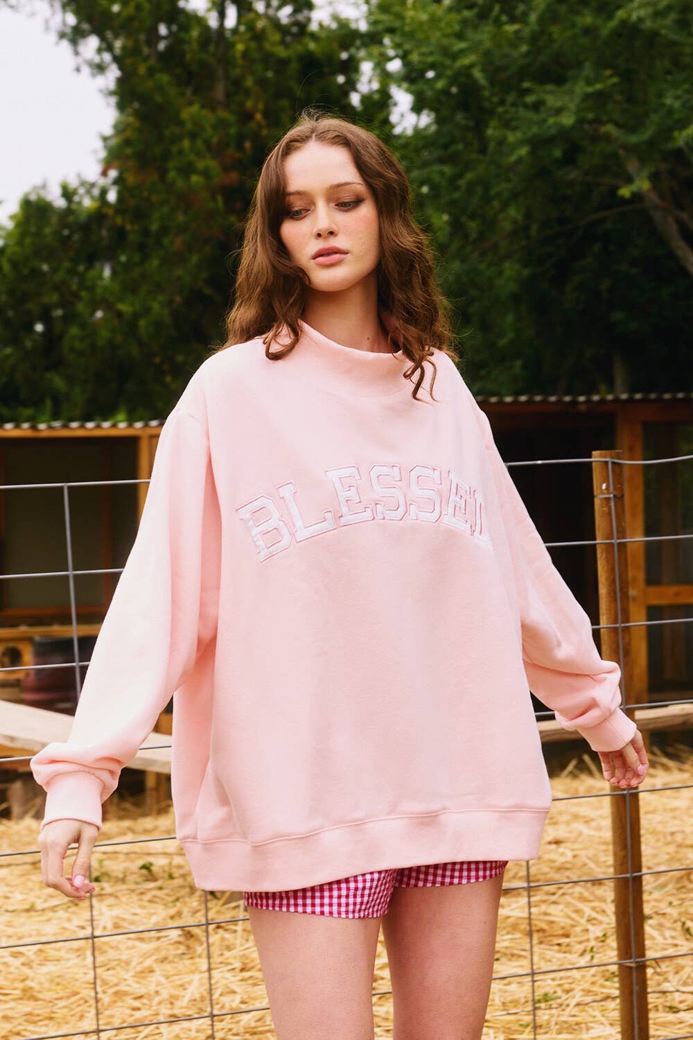 Light Pink Blessed Mockneck
