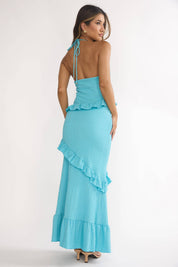Blue Crinkle Maxi Dress