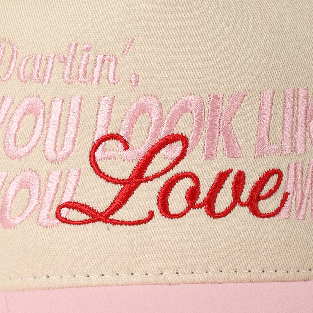 You Look Like You Love Me Embroidery Trucker Hat: Red / ONE SIZE