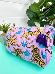Cosmetics Bag | Quilted Makeup Bags | Toiletry Bag  | Tigers
