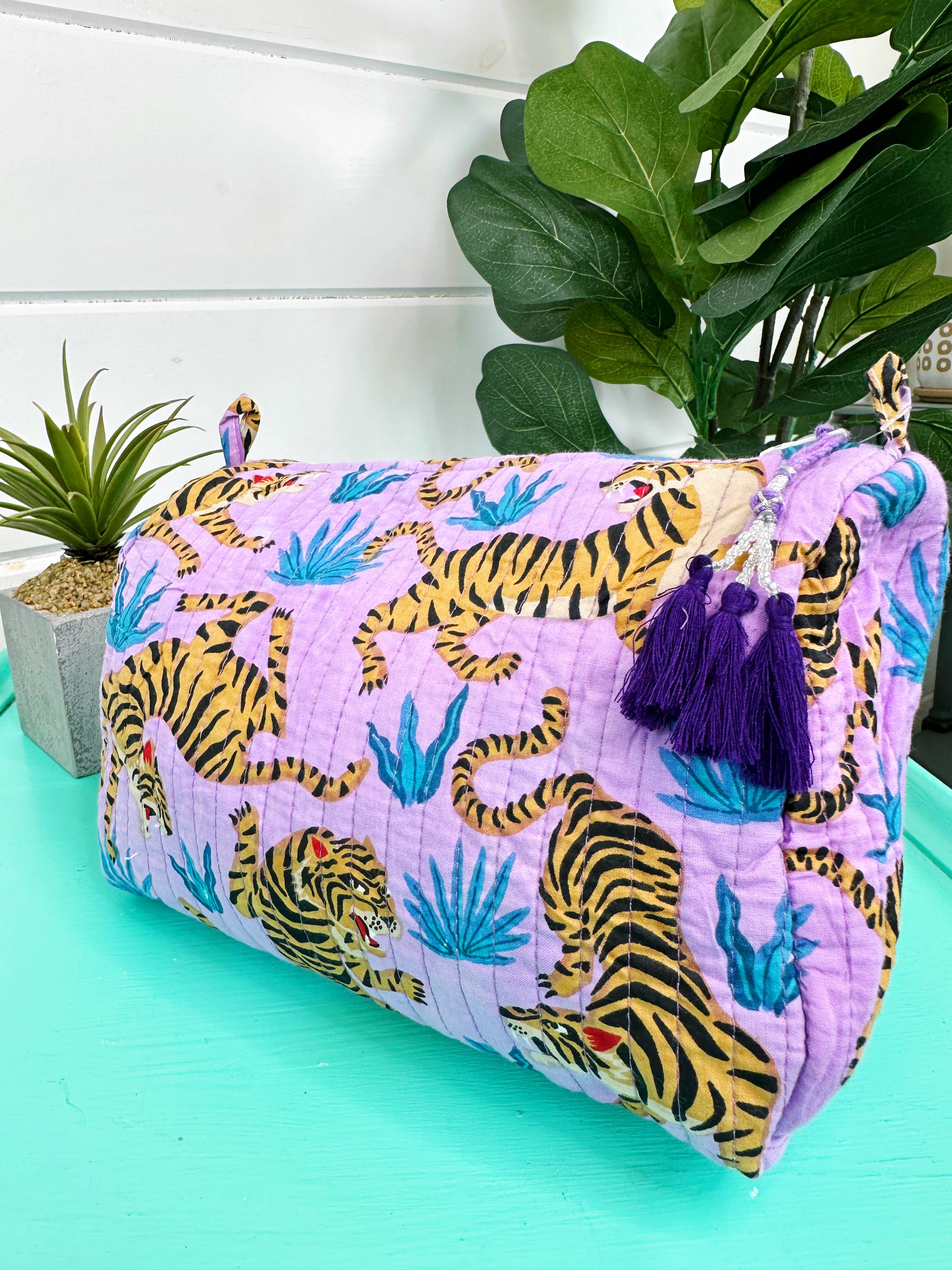 Cosmetics Bag | Quilted Makeup Bags | Toiletry Bag  | Tigers