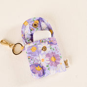 Purple Floral Earbud Case Keychain
