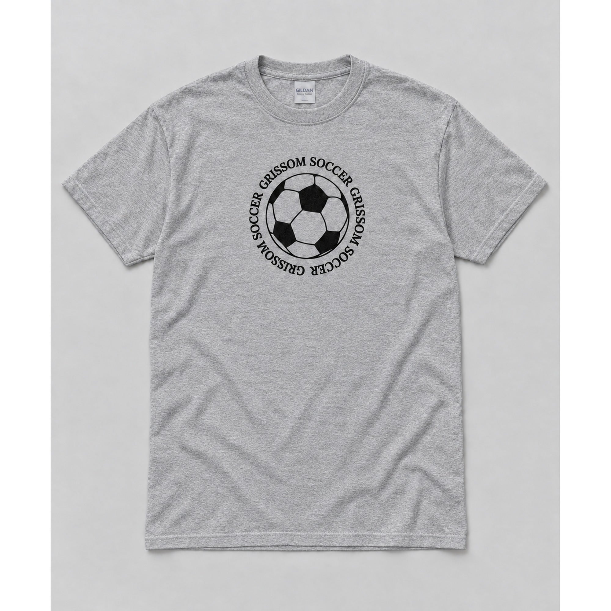 Grissom Soccer design on a youth sport grey Gildan short sleeve t-shirt