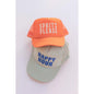 Tan Happy Hour Trucker Hat w/ Blue Vinyl