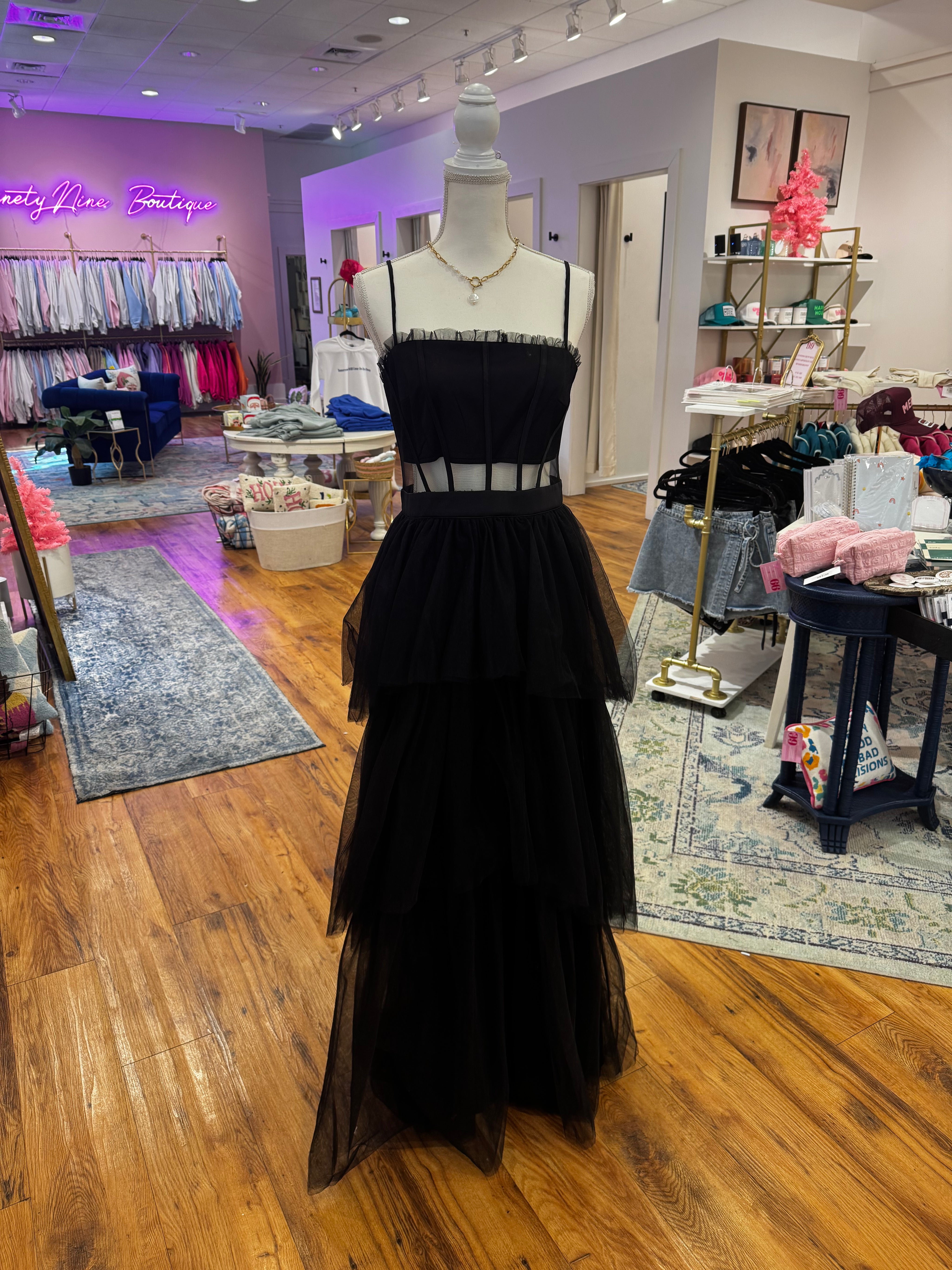 Black Tulle Maxi Dress