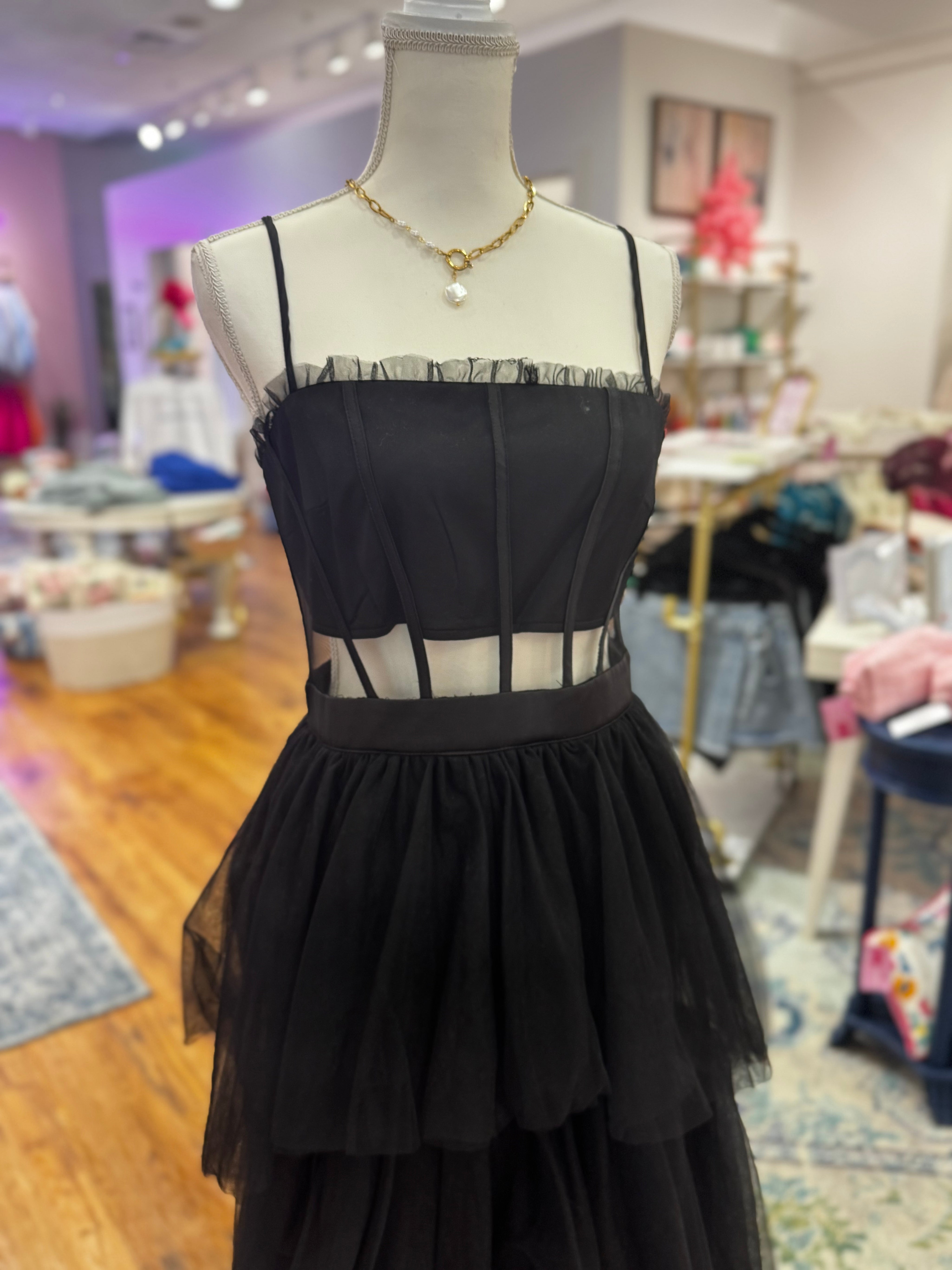 Black Tulle Maxi Dress