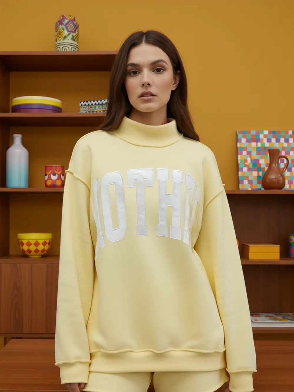 Yellow Mother Mock Neck