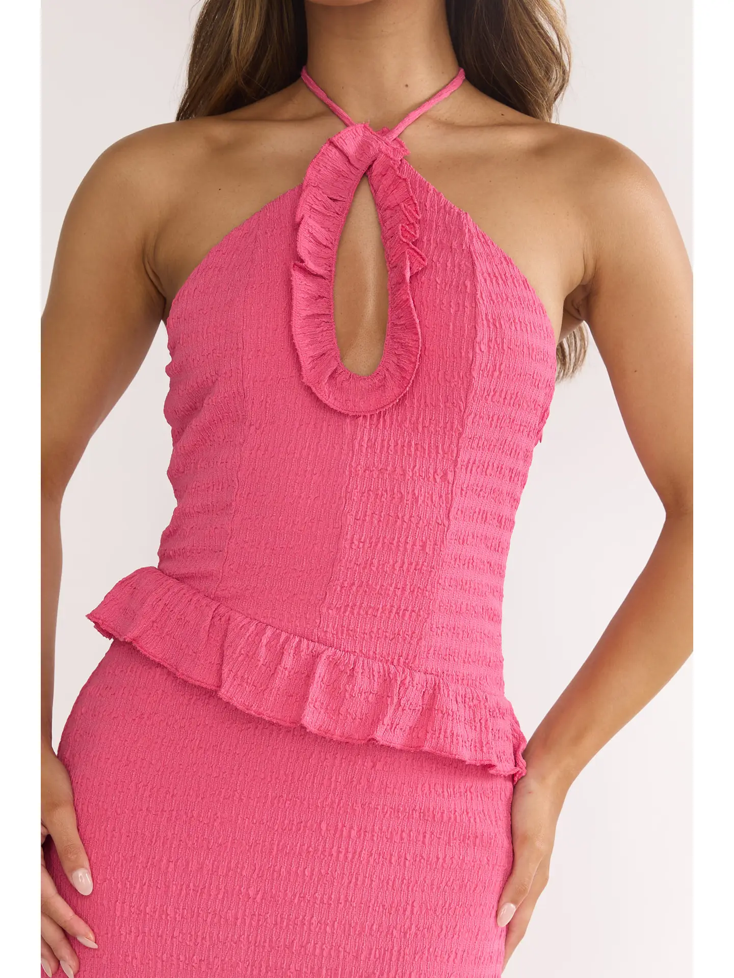 Pink Crinkle Maxi Dress