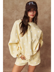 Yellow & White Polka Dot Fleece Set