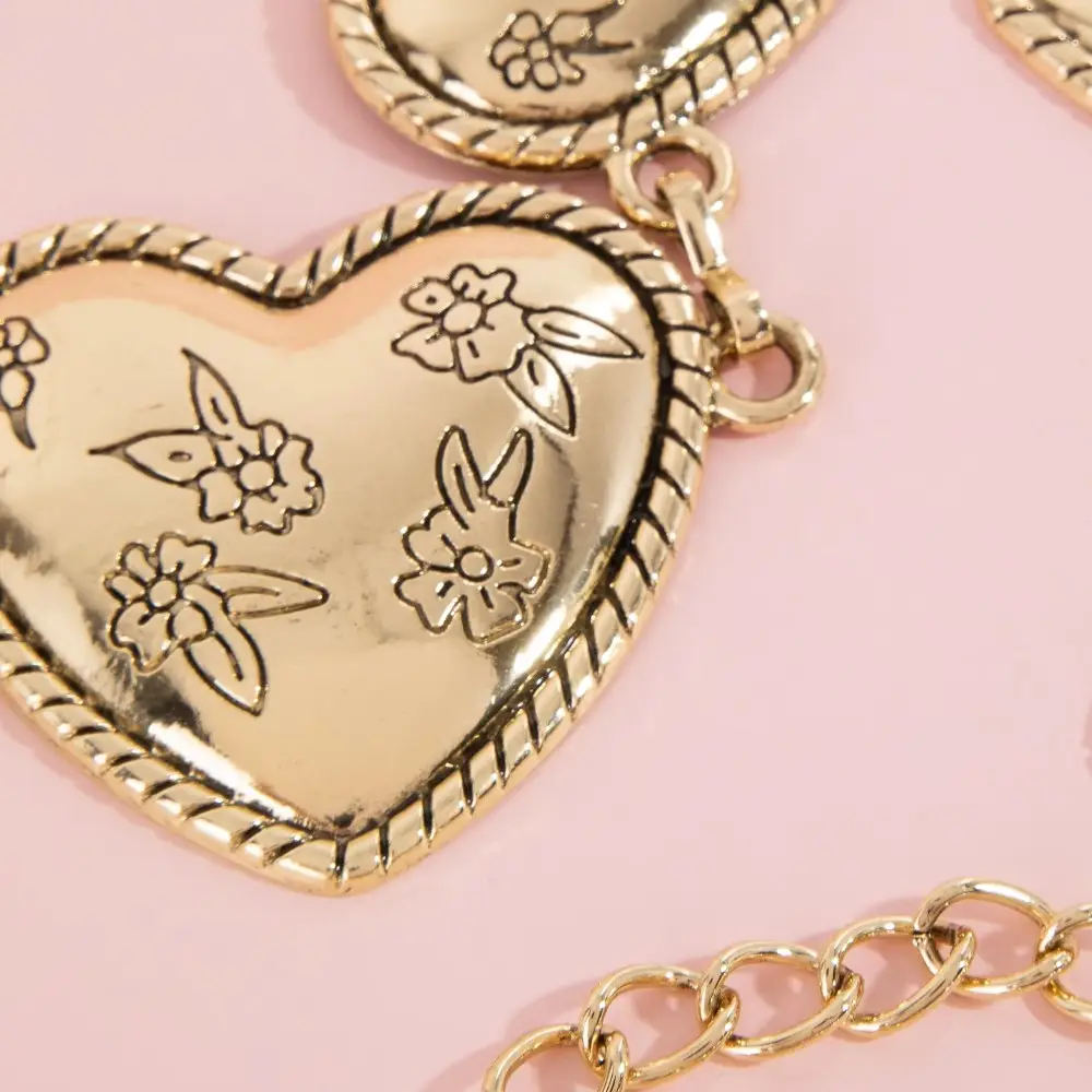 Gold Floral Heart Chain Belt