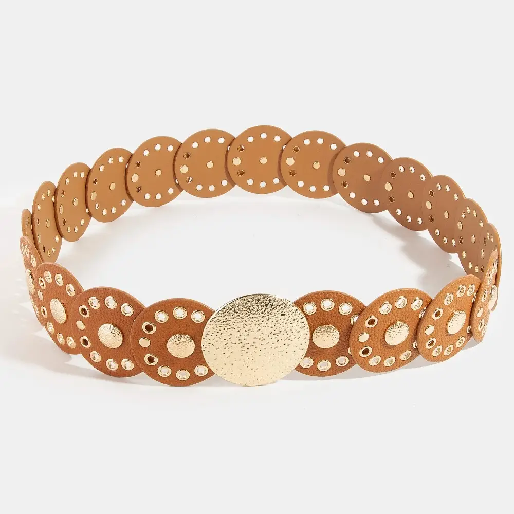Brown Faux Leather Link Belt