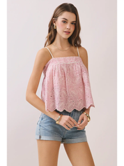 Lace Babydoll Scalloped top — spaghetti straps and scalloped hem